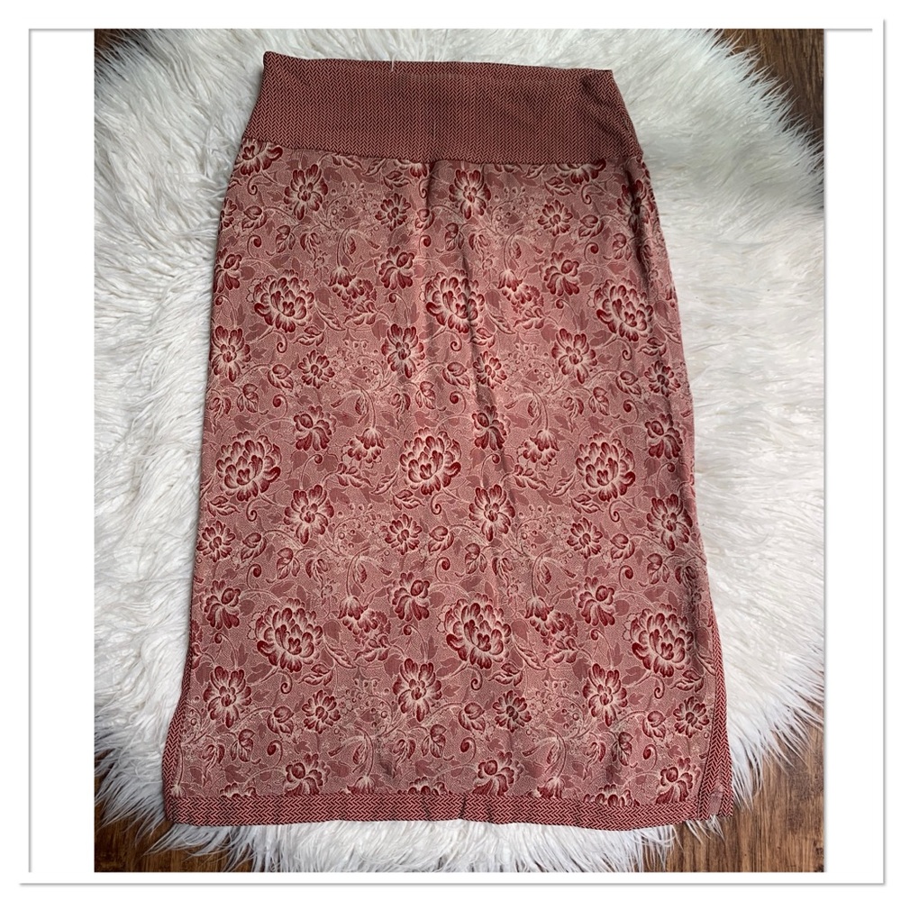 Johnny Was Floral Midi Skirt Cream Red Size Medium